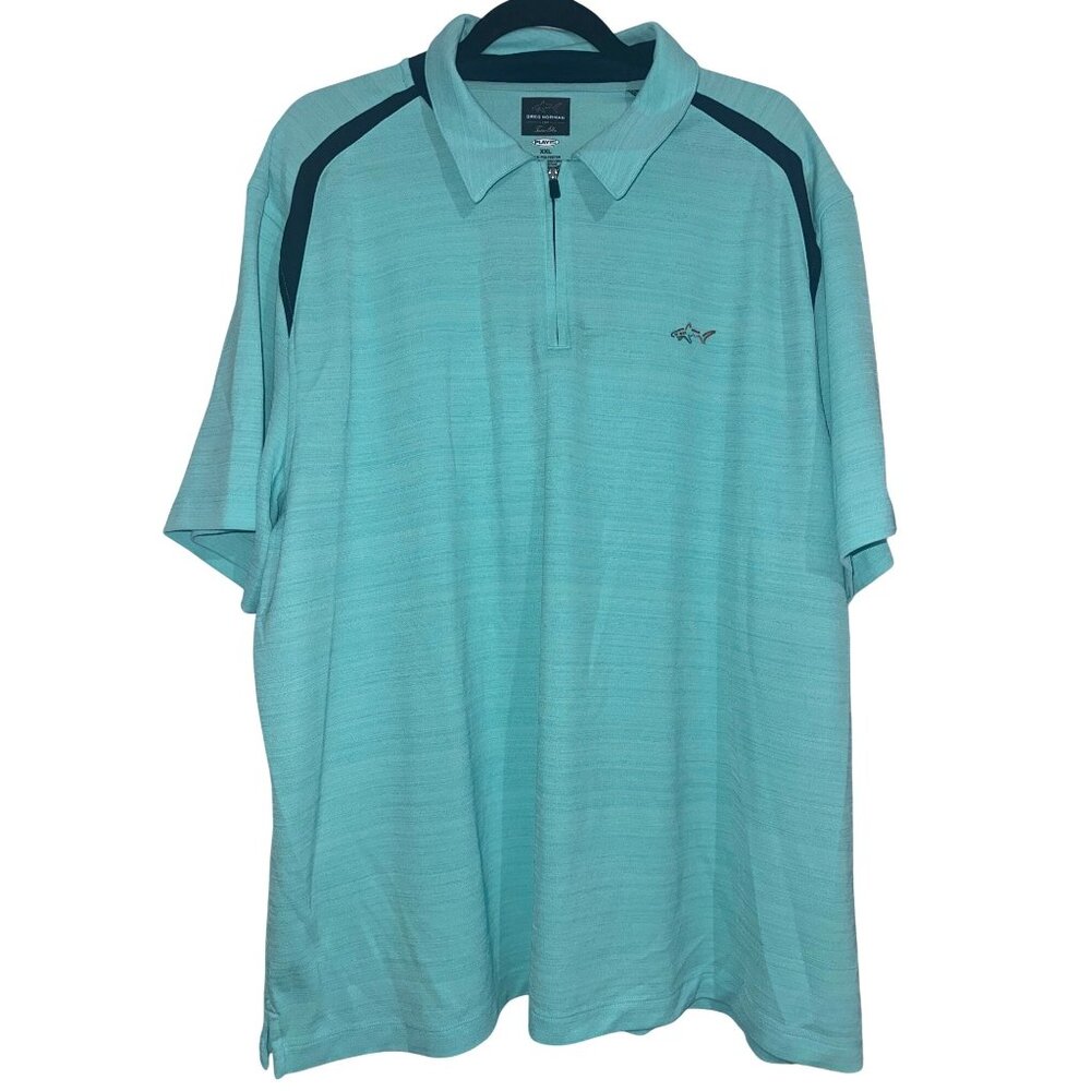 Greg Norman For Tasso Elba XXL Aqua Polo Shirt Play Dry 100% Polyester Short Sle